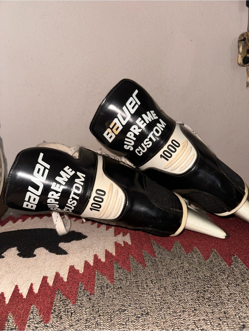 Bauer Black and White Supreme Custom 1000 Skate Guards